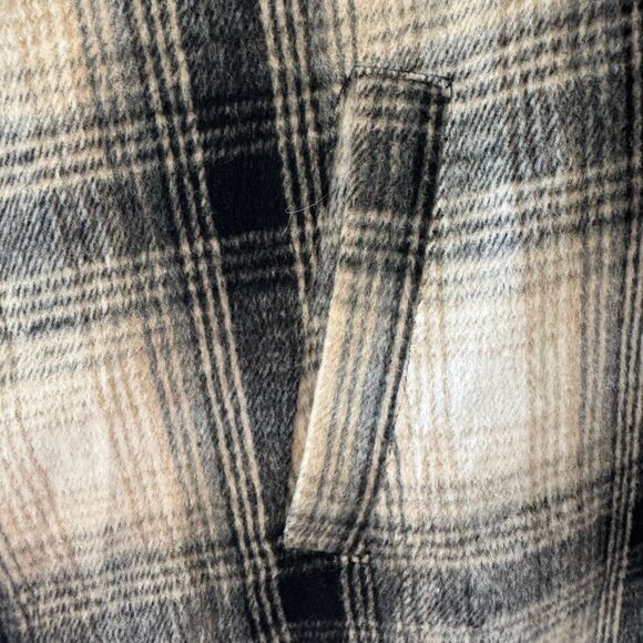 Blank NYC Revolve Poncho Cape Jacket Checked Out Plaid OS 1/4 Zip Vegan Leather - Picture 7 of 12